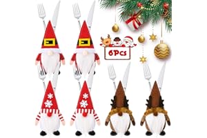 ZZXLOPEZ 6 Piezas Porta Cubiertos Navideños Bolsas, Bolsita para Cubiertos de Navidad, Decoración de Mesa de Papá Noel, Soporte para Vajilla Navideña para CubiertoS de Navidad para Decorar Mesa