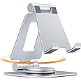 NULAXY Rotatable Cell Phone Stand, Fully Adjustable Foldable Desktop Phone Holder Cradle Dock, Compatible with All 4-8'' Phones, Desk Accessories, Silver