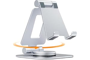 NULAXY Drehbarer Handy Ständer, vollständig Verstellbarer, Faltbarer Desktop-Handyhalter, kompatibel mit Allen Handys 4–8 Zoll Schreibtischzubehör, Silber