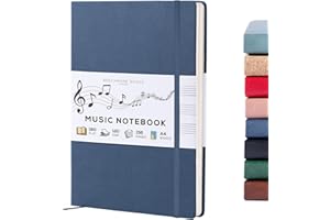 Beechmore Books Cahier de musique A4 (21,6 x 29 cm) – 156 pages, 120 g/m² | Couverture rigide simili cuir, portées perforées, ouverture à plat, coffret cadeau pour musiciens & compositeurs