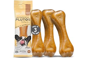 PLUTOS Käse und Huhn Kauknochen für Hunde | Käseknochen Hund aus Käse und Huhn | Langanhaltende Kausnacks für Hunde jeder Größe | Käsestangen | Gesunde Hund Knochen für Zahnpflege und Kauspaß