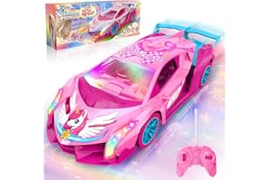 KIDLUNA Licorne Voiture Télécommandée Enfant 3-8 Ans avec Lumières Multicolores, 2,4GHz Voiture RC Drift Car Jouet Fille 3 4 5 6 7 8 9 Ans Licorne Cadeau Fille 3-12 Ans Jeux Enfant Noël Anniversaire Cadeaux