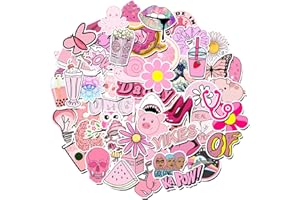 IMAMA Stickers Aesthetic Pack 100 Sheets Cute VSCO Neon Girls Stickers, Waterproof Vinyl Decals Trendy Cool Sticker Set for Laptop, Computer, Luggage, Skateboard, Water Bottles, Scrapbook (Pink)