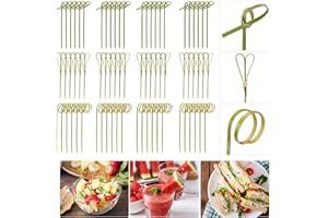 Hysagtek Lot de 300 pics à cocktail en bambou de style japonais avec extrémités torsadées - 12 cm