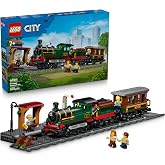 LEGO City Klassischer Dampfzug Spielzeug - STEM Modellbausatz - Set mit Bahnhof, Schienen, Führerstand Steuerung, Haltesignal