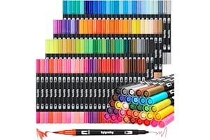 Eglyenlky Markery do kolorowania dla dorosłych, markery do kolorowania dla dorosłych, podwójne końcówki, długopisy pędzelkowe z dorosłymi, 100 kolorów, marker na bazie wody do rysowania