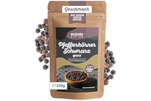 Pieprz czarny Monte Nativo (250g) - Pieprz czarny w całości - Delikatnie suszone i aromatyczne przyprawy idealne do gotowania i przyprawiania - Intensywny aromat i smak