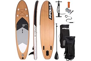 Apollo Paddle Gonflable Planche Sup – Ensemble Complet - Kit Paddle Gonflable Adulte – Planche Paddle Gonflable avec Pagaie, Pompe et Kit de Réparation - pour Débutants et Professionnels