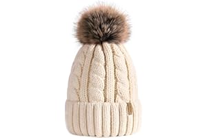 FURTALK Winter Bobble Hat with Pom Pom, Fleece Lined, Warm Thermal Hat