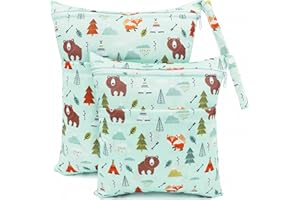 CHEESANHERR Płócienne torby na pieluchy, 2 szt. torby na mokre suche torby na pieluchy materiałowe, torba do przewijania, organizer z podwójnym zamkiem błyskawicznym, wodoodporny, zmywalny,