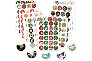 QIMMU Autocollant Noel, 10 × 24 Autocollant Calendrier de l'Avent, Stickers Calendrier Avent, Noël Calendrier de l'Avent Autocollants pour les cadeaux de Bricolage Décorations de Noël