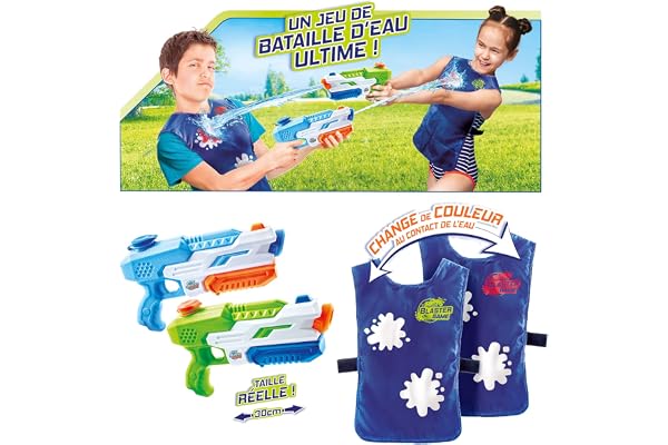 Canal Toys - Hydro Blaster Game - Jeu de Bataille d'eau avec 2 Pistolets à Eau et 2 dossards avec cibles Qui changent de Couleurs