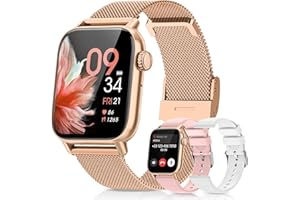 SWGOTA Reloj Inteligente Mujer, 1.83'' Smartwatch con Llamadas, 3 Correas, Función Femenina, Pulsometro, SpO2, Monitor de Sueño, 110+ Modos Deportivos, Podómetro, Calorías IP68 iOS Android Oro