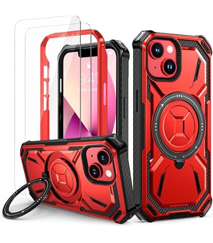Cover DASFOND Shield Series Per IPhone 14/13 - Custodia Militare Antiurto Con Anello Rotante 360° E Supporto Magnetico - Nero