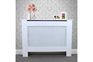 MONSTER SHOP MonsterShop - Cubreradiador para Esconder Ocultar Radiadores en MDF 1115x820x188mm Cubierta Radiador Acabado Blanco Moderno Cubre Radiador Cubreradiadores Cubre Radiadores con Cepillo Limpieza GRATIS