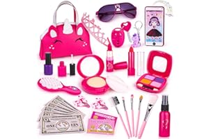Kids Makeup Sets for Girls, Own1one Pretend Makeup Sets for Girls, Childrens Fake Make up Set, Pretend Play Makeup Gifts for Little Girls Age 3 4 5 6 7 8 9 Year Old (30 Pack)