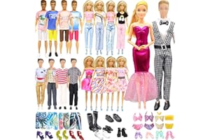 WANDERGO 34 Pack of Abbigliamento & Accessori Compatibile con e Bambole Bambole Include 1 Vestito 1 Vestito da sera 4 Abbigliamento Casual 2 Abiti 2 Liberi 2 Vestiti 2 Vestiti 2 Costumi da bagno 13 Scarpe