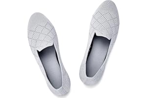 Puxowe Damen Ballerina Flache Schuhe Runde Zehe Strick Kleid Schuhe Niedriger Keil Slip On Ballerina Walking Flats Schuhe für Frauen Bequem Weich