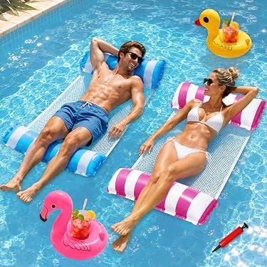Matelas gonflable,Siège flottant de piscine en PVC avec porte-gobelet pour adultes,dossier