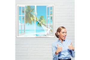 GOUZOO Zanzariera Per Finestra 80 x 120 cm, Tenda Anti Zanzare, Adsorbimento Magnetico Antistrappo per Porte Premium Portafinestra, Bianco