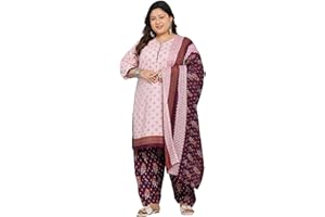 Rajnandini Salwar-Anzug für Patiala-Salwar-Anzug, bedruckt, Übergröße, Altrosa (Readymade_P_JOPLVSMRW4251X-P), rosa - dusty pink, 5XL