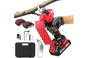 WHOLEDE Tijeras de Podar Inalámbricas con Contador de Corte LED,Tijeras de Jardín de 35mm con 2 Baterías de 2000mAh,Motor sin Escobillas de 800W con Bypass y Protección Reforzada para Ramas,Arbustos y Troncos