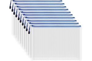 ‎COWORK-UP COWORK-UP 10 Stücke Dokumententasche A4, Kunststoff Datei Taschen mit Reißverschluss für Datei, Papier, Dokumente, Kosmetika, Hausaufgaben und Reisezubehör