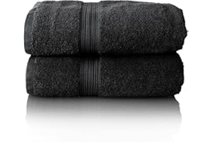 Glart - Set di asciugamani premium in spugna, disponibili in 6 colori e 5 dimensioni, composto da 2 teli per la sauna da 70x200 cm, nero