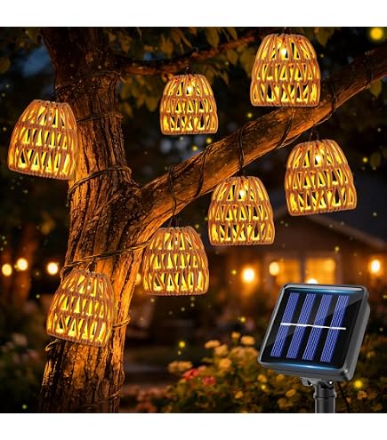 10er-Pack LED Solar Lichterkette Lampions – 3,8 M, Rattan-Optik, Warmweiß, IP66 Wasserfest, Für Garten, Balkon, Terrasse Solar Lichterkette Lampions Außen