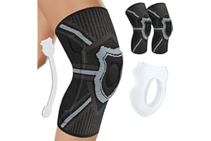 KICQOM Knee Support Brace 2 Pack,Knee Brace Compression Sleeve for Men and Women,for Arthritis,Ligament Injury,Meniscus Tear,Joint Pain,MCL,ACL,Tendonitis,Sports,Running,Squats(M)