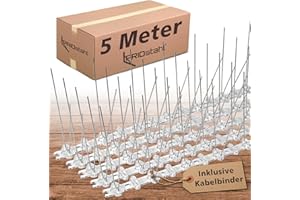 Taubenabwehr Vogelabwehr 5 Meter 2 - reihig EDELSTAHL A2 Taubenspikes UV-Beständig & rostfrei für Balkon Dach Fenster oder Sichtschutz Spikes gegen Tauben oder Katzen Abwehr Vogelschutz Vogelschreck