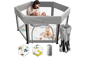 JUPPLIES Parque Infantil Bebe Plegable 126x126cm + Alfombra Bebe – Corralito Bebe con Malla Transpirable sin Montaje – Parque de Juegos Bebe – Playpen Bebe