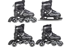 Patinaje en línea, Patinaje sobre Hielo, Patines, triskate, 4 en 1 Croxer Optima tamaño Ajustable cambiable Hombre Mujer Convertible Adulto niño niña