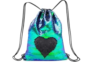 Vordas Mochila de Lentejuelas Bolsa, Mochila con Cordón Deportiva Bolso de Lentejuelas Sirena Reversible Deportes al Aire Libre, para Niñas, Mujeres y Niños, 40 × 33 cm