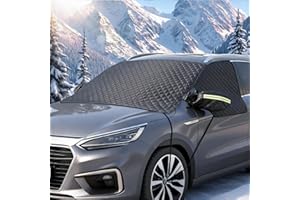 auvstar Protege Pare Brise Hiver,Couverture Pare-Brise Voiture,Protection Repliable Universelle Anti Givre et Neige UV Soleil Poussière Pluie,Bâche Pare Brise pour Voiture SUV (Noir)