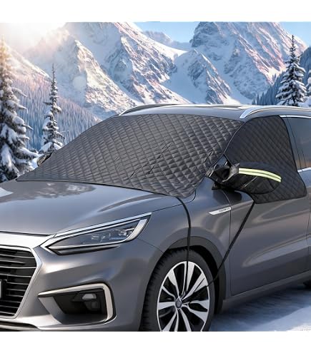 Copertura Parabrezza Auto Antigelo – Tessuto Oxford 600D Impermeabile, 190x120 Cm, Con Alette Antivento, Nero