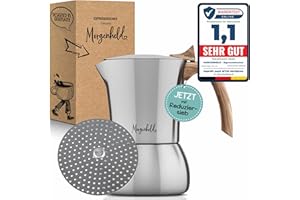 ‎MORGENHELD Morgenheld Premium Edelstahl Espressokocher klein mit Reduziersieb für 3 bis 6 Tassen 300 ml - Espressomaker induktionsgeeignet - Espressokanne mit Reduziereinsatz für Induktion und Gasherd