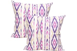 TRESMESTRES Fundas de Cojines para Sofá de Jardín, Terraza y Salón y Fundas de Cojines para Cama Decorativos - Ikat Mediterráneo - Funda de Cojín 80x80 cm - Set de 2, Lila