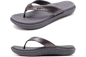 jiajiale Tongs Femme Mode Orthopédique Cuir Confortable Soutien Voûte Plantaire Tongue Legere Yoga Mat été Plage Piscine Flip Flop Douche Antidérapante Caoutchouc Semell