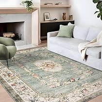 Tapis Salon 200x300 Cm - Style Bohème, Poils Courts, Lavable, Antidérapant