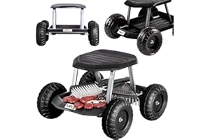 UPP Siège de Jardin sur Roues I Tabouret et siège de Jardinier extérieur I pour Le Jardinage et Le Bricolage I avec bac de Rangement pour Outils I Noir I 49 x 33 x 47 cm I Jusqu'à 130 kg de Charge