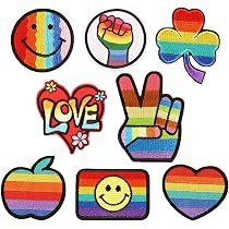 Regenbogen-Herz-Aufnäher – 6 Stück Bunte Herz-Patches Zum Aufbügeln Oder Nähen, Ca. 3,8 Cm, Weißer Rand