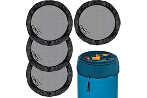 NTWDBY Regentonnen Netz, 4 Stück Verstellbares Regentonnennetz, 80 cm Regentonne Schutzabdeckung, Regentonnen Schutznetz mit Zugkordel, Regentonne Abdeckung, Schutz vor Laub Stechmücken