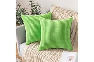 MIULEE Funda Cojines para Sofá Funda de Almohada de Corduroy Súper Suave Cojin de Pana a Rayas Decoración Moderna para Sofá Silla Cama Sala de Estar Dormitorio 40x40 cm 2 Piezas Verde
