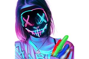 Funjoyz Maschera di Halloween,Maschera di Purge a LED,3 Effetti di Luce, Controllabili,Generic Maschera per Halloween,per Halloween,Mardi Gras e Carnevale Come Costume per Uomini e Donne