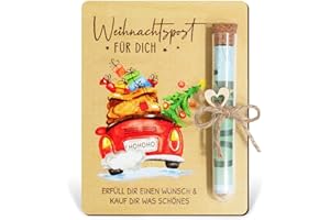 BOFUNX Christmas Money Gift Packaging Wooden Card with Test Tubes Christmas Gifts Christmas Money Voucher Packaging Santa Gifts