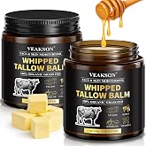 Whipped Beef Tallow Cream 2 Count, Skincare Beef Tallow, 100% Grass-Fed Beef Tallow &amp; Honey Balm, Skincare Tallow, Moisturize