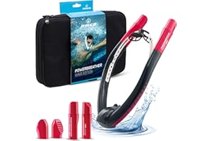 POWERBREATHER AMEO Wave – Appareil d’entraînement respiratoire pour Piscine et Eau Libre avec 100% d’air Frais pour Adultes et Enfants – Tuba avec système de Valve Intelligent et air Totalement Sec