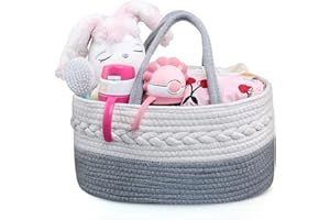 Ballery Organizador de Pañales para Bebé, Cesta para pañales de bebé, Pañalera Portátil, Multifuncional Cesta de Almacenamiento de pañales con 3 Compartimentos para Hogar, Coche