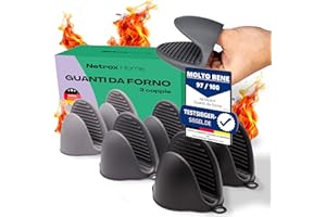 Netrox- 3 Paia di Mini Guanti da Forno - Presine da Cucina in Silicone - Resistenti al Calore Fino a 240°C - Lavabili in Lavastoviglie - Privo di BPA - Guanto Barbecue Accessori - Presina piccoli